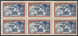 ARGENTINA: GJ.650a, 2P. Fruit, With VARIETY "Double Impression Of The Frame", MNH Block Of 6, VF Quality!" - Dienstmarken