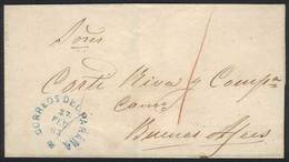 ARGENTINA: Folded Cover Dated LA PAZ 20/FE/1863 And Sent To B.Aires, Stampless Due To A Temporary Shortage Of Postage St - Andere & Zonder Classificatie