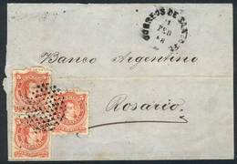 ARGENTINA: Folded Cover Franked With 3 Examples Of GJ.37 (5c. Rivadavia With Groundwork Of Horizontal Lines), With Dotte - Autres & Non Classés