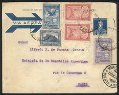 ARGENTINA: 29/FE/1928 Buenos Aires - France: FIRST FLIGHT Of C.G.A., 12c. Stationery Envelope + 1.26P. For Airmail Fee ( - Other & Unclassified