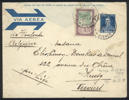 ARGENTINA: 12c. Stationery Airmail Envelope + 1.26P. For Airmail Fee (weight Of 7 Grams), Sent To Verviers (Belgium) On  - Andere & Zonder Classificatie