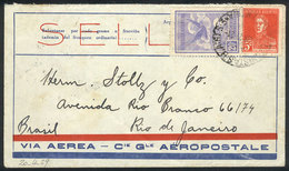 ARGENTINA: 19/AP/1929 Buenos Aires - Rio De Janeiro (Brazil): Airmail Cover Flown By C.G.A. Franked With 25c., Arrival B - Andere & Zonder Classificatie