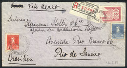 ARGENTINA: 16/MAY/1929 Buenos Aires - Rio De Janeiro (Brazil): Registered Airmail Cover Flown By C.G.A. Franked With 60c - Other & Unclassified