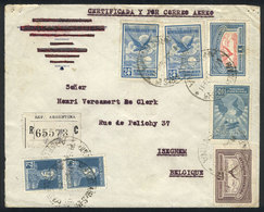 ARGENTINA: 12/AU/1929 Buenos Aires - Belgium: Registered Airmail Cover With Nice Postage Of 2.72P, Very Fine Quality! - Andere & Zonder Classificatie