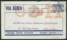 ARGENTINA: 28/MAR/1930 Buenos Aires - Paris: Airmail Cover Franked With 12c. Stamp (to Pay The Regular Rate) + Meter Pos - Other & Unclassified
