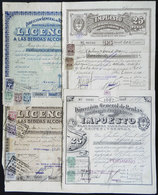 ARGENTINA: Province Of Buenos Aires: 4 Payments For Licence To Sell Alcohol Etc., Years 1926, 1927, 1941 And 1942, Very  - Other & Unclassified