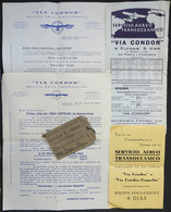 ARGENTINA: 4 Leaflets/circulars Of Condor Airline With Information About The FIRST Trans-oceanic Airmail Buenos Aires -  - Wereld