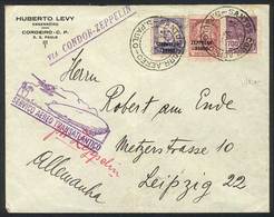 BRAZIL: 4/MAY/1932: SANTOS - Germany, Nice Postage (Sc.C29/30 + Another Value), Cover Sent To Leipzig By Zeppelin, VF Qu - Otros & Sin Clasificación