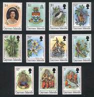 CAYMAN ISLANDS: Yvert 459/469, Fish, Flowers And Birds, Complete Set Of 11 Unmounted Values, Excellent Quality! - Kaimaninseln