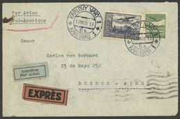 CZECHOSLOVAKIA: Express Airmail Cover Sent From Karlovy Vary To Argentina On 11/AU/1933 With Nice Postage, Via Air Franc - Sonstige & Ohne Zuordnung