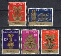 COLOMBIA: Yvert 632/3 + A.476/8, Ancient Golden Objects, Complete Set Of 5 Unmounted Values, Excellent Quality! - Colombia