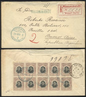 ECUADOR: 28/JA/1900 Guayaquil - Buenos Aires: Registered Cover Franked On Reverse By Sc.138 In Block Of 10 (1899 2c. Abd - Ecuador