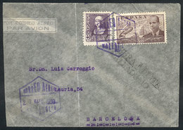 SPAIN: 27/MAY/1939 Valladolid - Barcelona, Airmail Cover Franked With 90c., Censored On Front, Very Nice! - Otros & Sin Clasificación