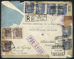 SPAIN: Registered Airmail Cover (torn At Top Left) Sent From Bilbao To The Red Cross Argentina In Buenos Aires On 25/SE/ - Other & Unclassified