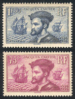 FRANCE: Yvert 296/7, 1934 Jacques Cartier, Ships, Complete Set Of 2 Unmounted Values, VF Quality, Catalog Value Euros 30 - Other & Unclassified