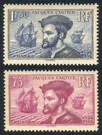 FRANCE: Yvert 296/7, 1934 Jacques Cartier, Ships, Complete Set Of 2 Unmounted Values, VF Quality, Catalog Value Euros 30 - Sonstige & Ohne Zuordnung