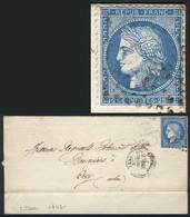 FRANCE: Folded Letter Sent On 9/NO/1872, Franked By Yv.60 With VARIETY: Double Frame Line At Top, VF! - Altri & Non Classificati