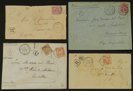 FRANCE: 9 Covers Sent By Registered Mail To Argentina Betweeen 1886 And 1893, Good Cancels And Interesting Postages, Mix - Autres & Non Classés