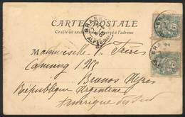 FRANCE: Post Mailed From Grasse To Argentina On 8/MAY/1903, With Nice 10c. Postage (5c. Gutter Pair), VF! - Other & Unclassified