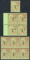 FRANCE - REUNION: Yvert 45 + 45a, Block Of 6 Combining Both Overprint Types (3 Of Each, MNH But With 3 Tiny Stain Spots  - Other & Unclassified