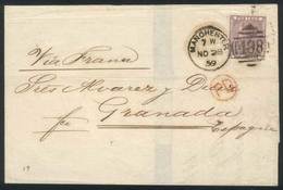 GREAT BRITAIN: 28/NO/1859 Manchester - Granada (Spain): Folded Cover Franked By Sc.27, With Duplex Numera "498" Cancel,  - Other & Unclassified