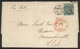 GREAT BRITAIN: Complete Folded Letter Franked By Sc.42, Sent From Dundee To Andover (USA) On 18/JUN/1864, Very Fine Qual - Other & Unclassified