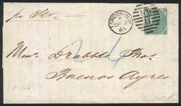 GREAT BRITAIN: 2/SE/1865 London - Buenos Aires (Argentina): Complete Folded Letter Franked By Yvert 31 (Sc.48) With Dupl - Other & Unclassified