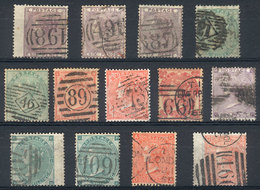 GREAT BRITAIN: Stockcard With 13 Old Used Stamps (printed Between Circa 1856 And 1865), General Quality Is Fine To VF, S - Sonstige & Ohne Zuordnung