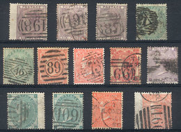 GREAT BRITAIN: Stockcard With 13 Old Used Stamps (printed Between Circa 1856 And 1865), General Quality Is Fine To VF, S - Autres & Non Classés