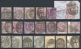 GREAT BRITAIN: Stockcard With 20 Old Used Stamps (printed Between 1862 And 1872 Approx.), General Quality Is Fine To VF, - Other & Unclassified