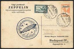 HUNGARY: Postcard Franked By Sc.C24, Flown By ZEPPELIN On 28/MAR/1931, Very Pretty! - Otros & Sin Clasificación