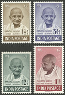 INDIA: Sc.203/206, 1948 Mahatma Gandhi, Cmpl Set Of 4 Values, Mint Lightly Hinged, The High Value With Minor Defects, Sm - Other & Unclassified