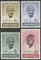 INDIA: Sc.203/206, 1948 Mahatma Gandhi, Cmpl. Set Of 4 MNH Values, Superb Quality! - Sonstige & Ohne Zuordnung