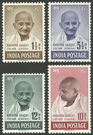 INDIA: Sc.203/206, 1948 Mahatma Gandhi, Cmpl Set Of 4 Values, Mint Lightly Hinged, The High Value With Minor Defects On  - Other & Unclassified