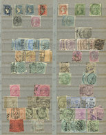 INDIA: Stock Of Stamps On 3 Double-sided Pages (6 Pages In All) Of An Old Stockbook, Used Or Mint (MNH, Lightly Hinged O - Other & Unclassified