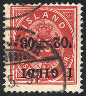 ICELAND: Sc.54a, 1902/3 10a. With INVERTED OVERPRINT, Used, VF Quality, Catalog Value US$140. - Other & Unclassified