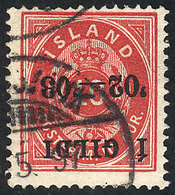 ICELAND: Sc.54a, 1902/3 10a. With INVERTED OVERPRINT, Used, VF Quality, Catalog Value US$140. - Andere & Zonder Classificatie