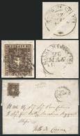 ITALY: Sc.19, 10c. Brown, Franking A Complete Folded Letter Used On 26/MAY/1860, Nice Cancels, VF Quality! - Tuscany