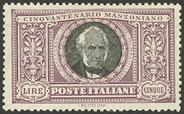 ITALY: Sc.170, 1923 Manzoni 5L., High Value Of The Set, Mint, Fresh And Very Attractive, Very Fine Quality! - Unclassified