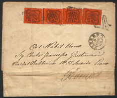 ITALY: Folded Cover Sent From Viterbo To Roma On 9/JUL/1868, Franked With 4 Stamps Of 10c. Of Vatican States (Sc.22), Mi - Unclassified