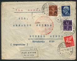 ITALY: Airmail Cover Sent From Carate Brianza To Buenos Aires On 4/JA/1938, Franked With Interesting 13 Lire Postage, Ve - Sin Clasificación