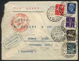 ITALY: Airmail Cover Sent From Carate Brianza To Buenos Aires On 22/FE/1938, Franked With Interesting 13 Lire Postage, V - Unclassified