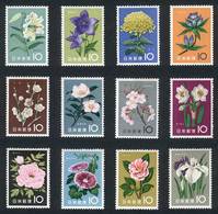 JAPAN: Yv.664/75, 1961 Flowers, Complete Set Of 12 Values, VF Quality! - Otros & Sin Clasificación