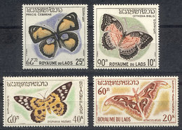 LAOS: Sc.101/3 + C46, Butterflies, Complete Set Of 4 Unmounted Values, Excellent Quality! - Laos