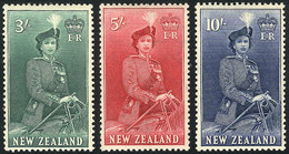 NEW ZEALAND: Yvert 338/340, 1954/7 Elizabeth II, The 3 High Values Of The Set, Mint Lightly Hinged, VF Quality, Catalog  - Other & Unclassified