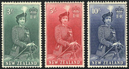 NEW ZEALAND: Yvert 338/340, 1954/7 Elizabeth II, The 3 High Values Of The Set, Mint Lightly Hinged, VF Quality, Catalog  - Autres & Non Classés