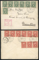 PARAGUAY: 1/JUL/1890 CAACUPÉ - Buenos Aires: Registered Cover Franked With Sc.23 (strip Of 6 + 1) + 24 (strips Of 3 And  - Paraguay