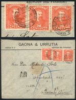 PARAGUAY: 9/JUL/1895 Asunción - Buenos Aires: Registered Cover With AR Franked With Sc.40 X3 (total Postage 60c.), Arriv - Paraguay