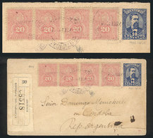 PARAGUAY: 7/SE/1903 Asunción - Córdoba (Argentina): Registered Stationery Envelope Of 10c. + Sc.29 Strip Of 4 (total Pos - Paraguay