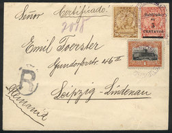 PARAGUAY: 17/JUL/1907 Asunción - Germany: Registered Cover Franked With 1.25P. Combining Stamps From 3 Different Issues, - Paraguay